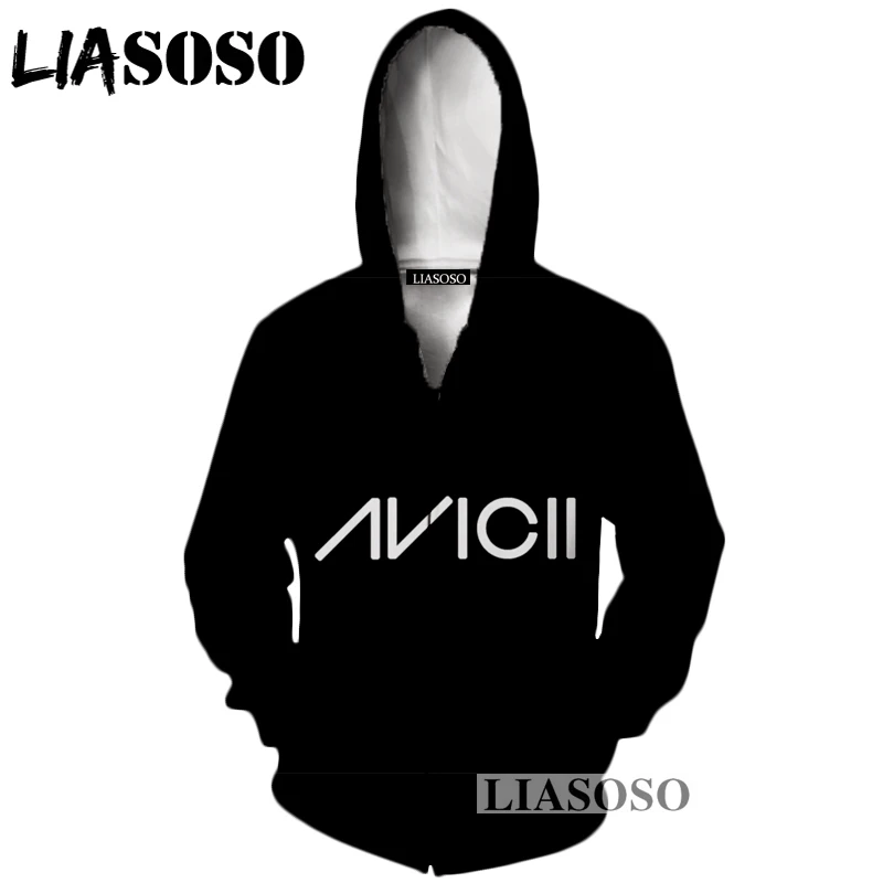 8 LIASOSO Новая мода Для мужчин Для женщин 3D принт DJ певица Avicii молнии с капюшоном унисекс Повседневное с длинными рукавами пальто хип-хоп толстовка a029-08 - Цвет: 8