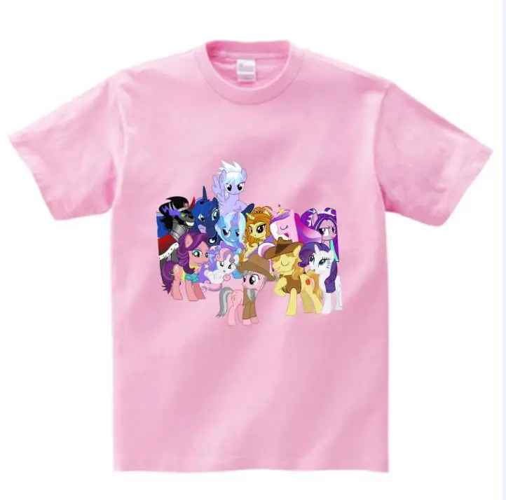 pink childreT-shirt Детские футболки «My Little Poli» для девочек; хлопковые футболки принцессы с героями мультфильмов; Детские футболки; летняя одежда для маленьких мальчиков; NN - Цвет: pink childreT-shirt