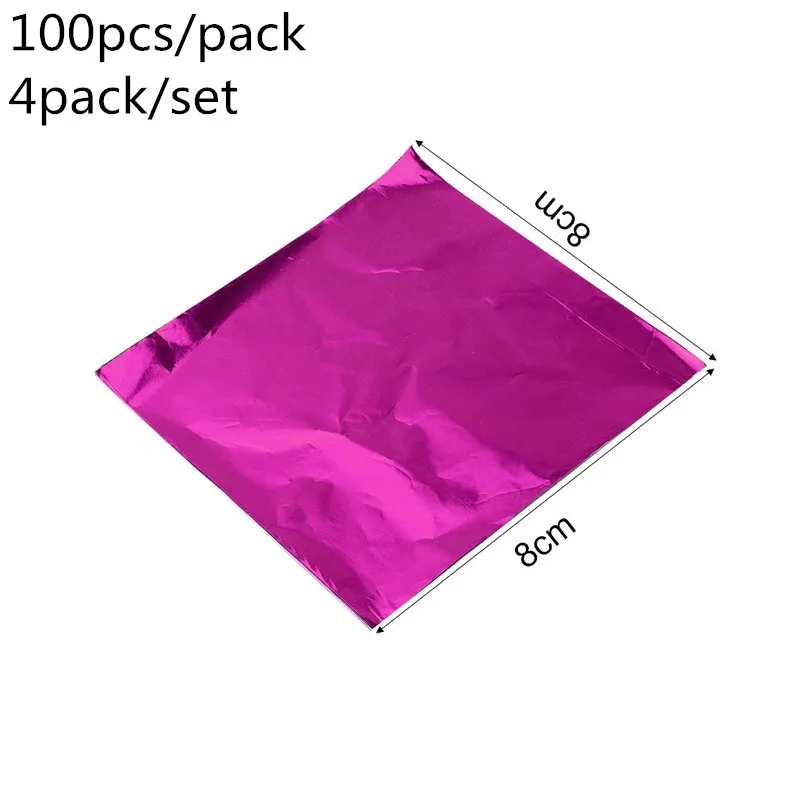 4packs rose red IVYSHION 4/10 упаковок Алюминий Фольга упаковочная бумага для конфет DIY оберточная бумага для шоколада на день рождения набор конфет для свадьбы 8*8 см - Цвет: 4packs rose red