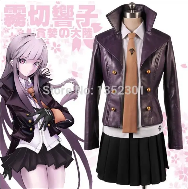 Disfraz Completo De Kyoko Kirigiri – Danganronpa – Chaqueta De Cuero Morado, Conjunto Oficial