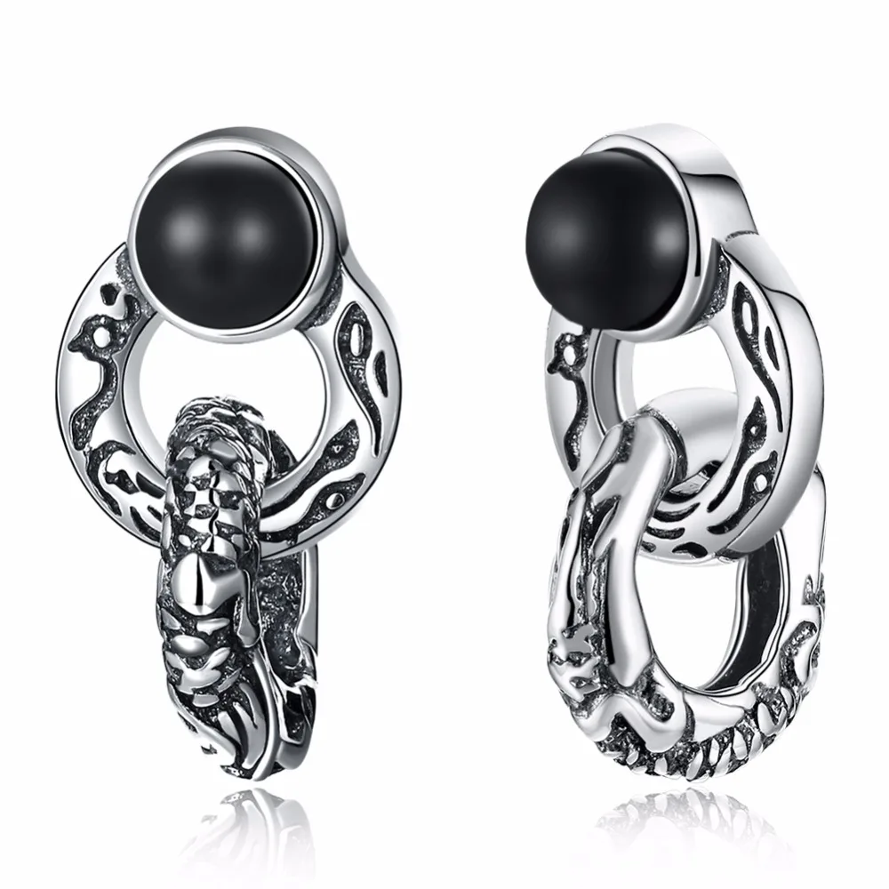 Seanuo Black Double Circles 100% 925 Sterling Silver Drop Earrings For Women Wedding Classic Bohemia Mother's Day Gifts | Украшения и