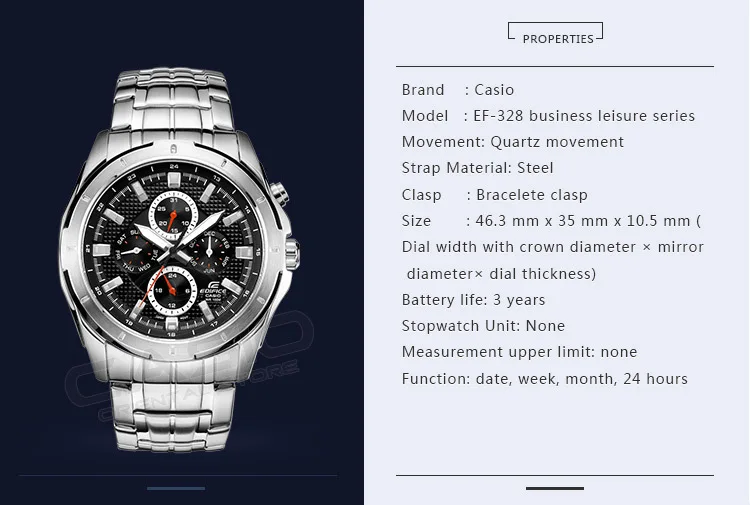 Casio edifice часы цифровые часы мужчин водонепроницаемые бизнес таблица relogio masculino часы ef-328d