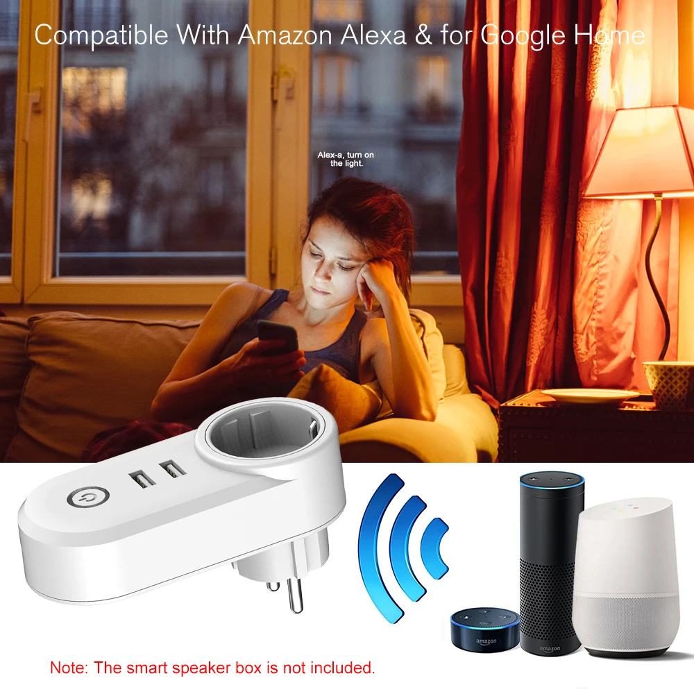 WiFi умная розетка с европейской вилкой Беспроводная 2 USB разъемами Wifi Пульт