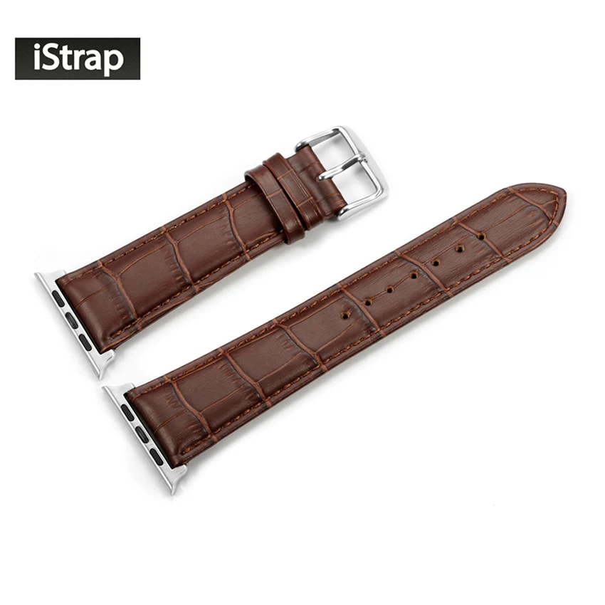 IStrap аллигатора зерна кожаный ремешок умные часы группы Замена для iWatch для Apple Watch ремень 38 мм 42 мм - Цвет ремешка: Brown with brown