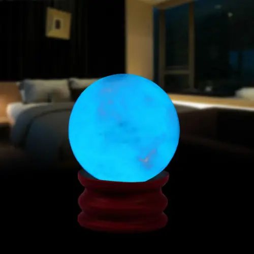 35mm Blue Luminous Quartz Sphere Crystal Ball Glow In The Dark Stone With Base | Дом и сад