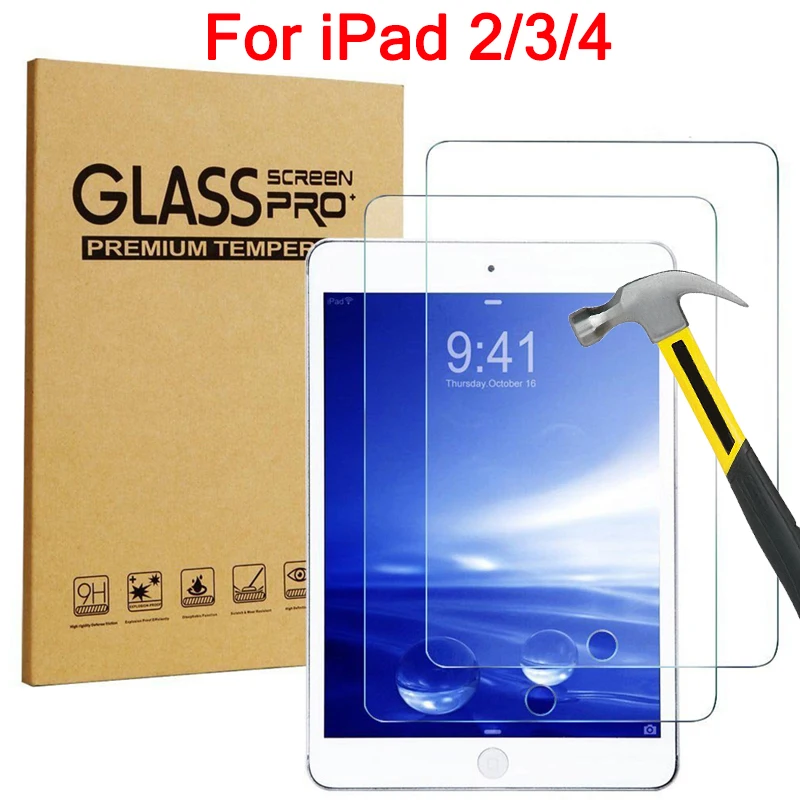 Для Apple iPad 2/3/4 Экран протектор Закаленное Стекло Высокое разрешение царапинам