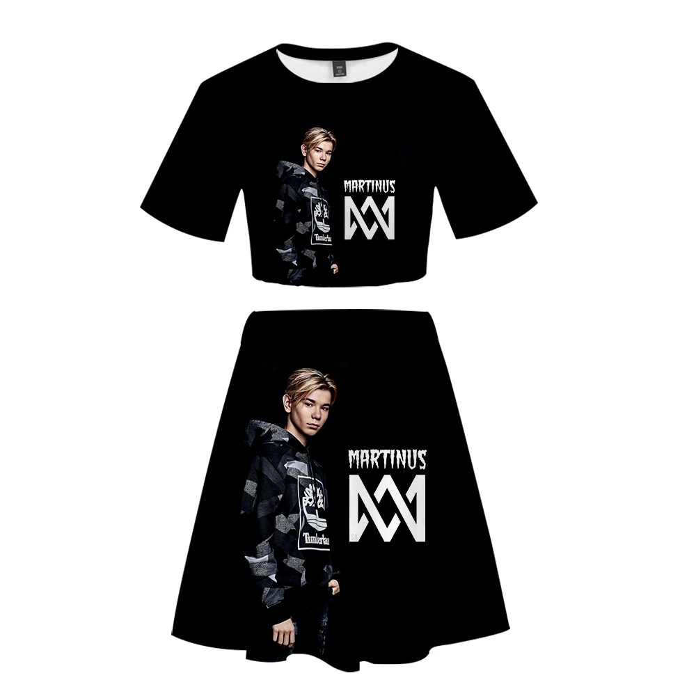 Женские комплекты с объемным принтом Marcus &amp Martinus Модный укороченный топ