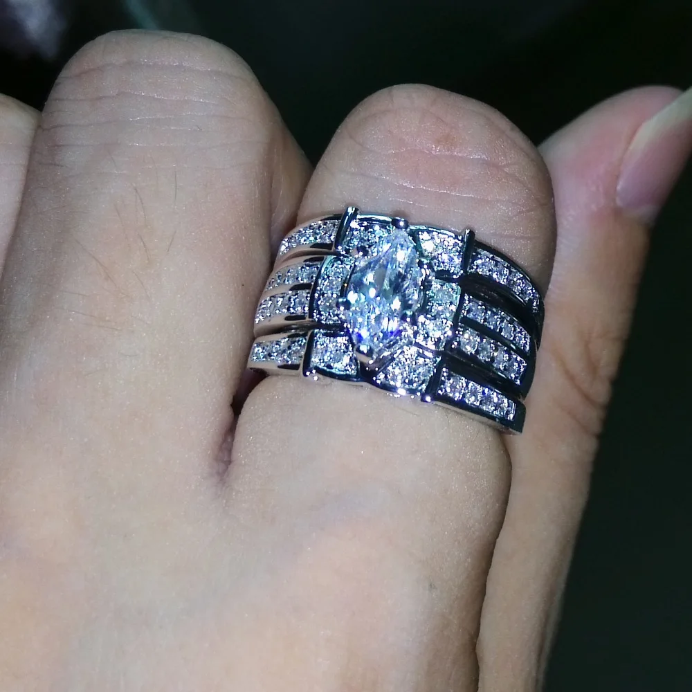 Victoria Wieck хит продаж роскошное кольцо с маркизой AAA CZ имитация stones14KT белое золото