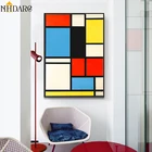 Классический художественный постер Piet Cornelies Mondrian, красный, синий, желтый, Раскрашивание на холсте, декор стен, домашний декор