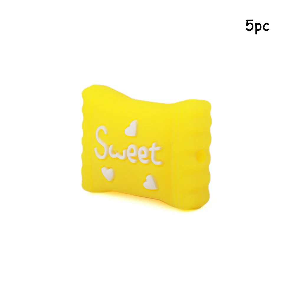 Square candy 18 TYRY. HU 5 шт./лот, силиконовые бусины для пищевых продуктов, мини-конфеты, пингвин, щенок, слон, Прорезыватель для зубов, BPA бесплатно, DIY, детские игрушки для прорезывания зубов - Цвет: Square candy 18