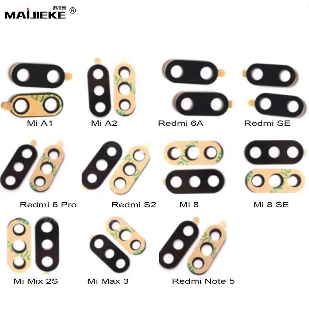 5PCS New Back Rear Camera Lens Glass Cover Replacement For Xiaomi Mi A1 A2 8 Lite 9 SE Mix 2S Max 3 Redmi Note 5 6 Pro 7 6A S2 | Мобильные
