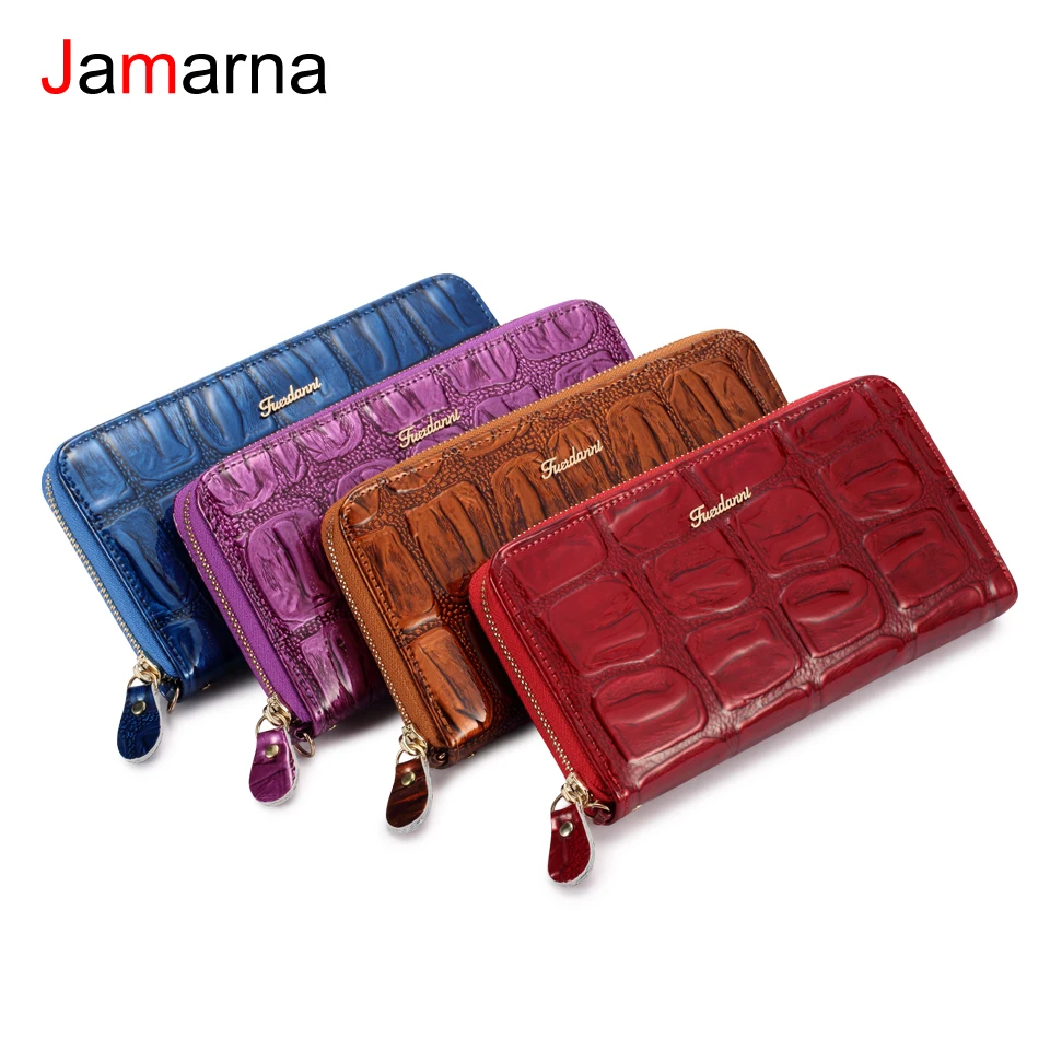 Jamarna кошелек женский из натуральной кожи женские кошельки на молнии красный