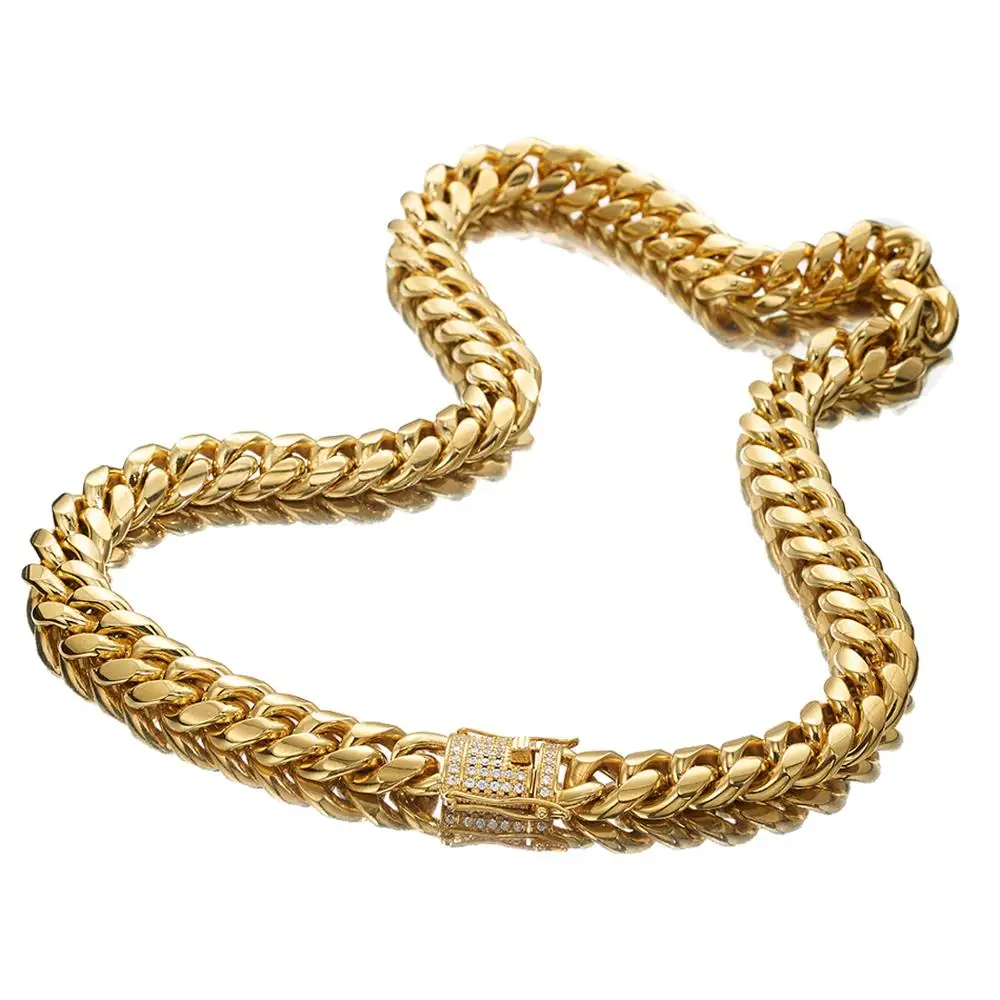 Цепочка мужская панцирная из нержавеющей стали под золото с застежкой и