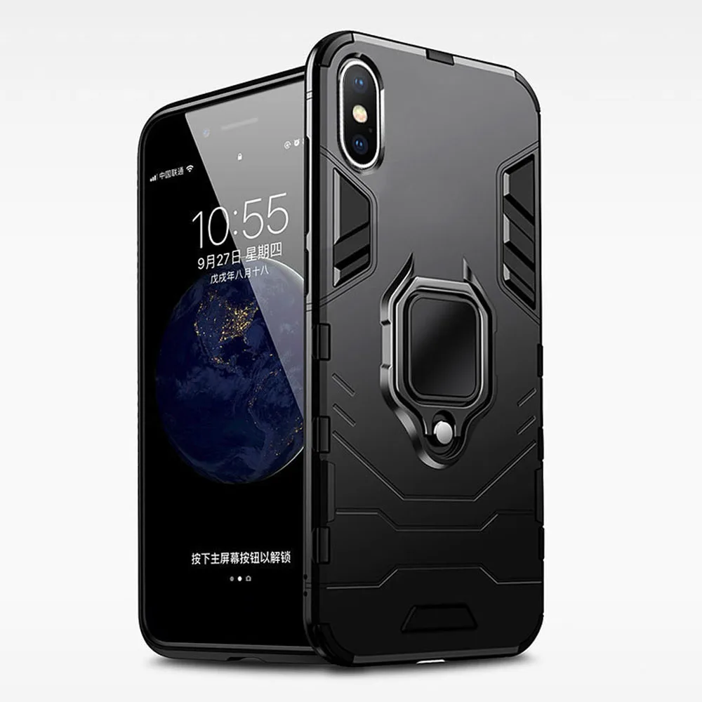 OTAO Magnetic Car Case For iPhone XS MAX XR X 8 Plus 7 6 6s Armor Shockproof 360 Finger Ring Magnet Stand Holder Cover | Мобильные