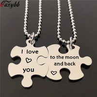 2 pcsset puzzle letter i love you couple keychain lovers bbf key chain holder love heart best friends christmas gifts