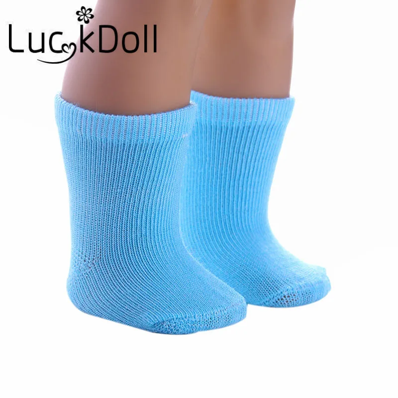 Однотонные носки трубы среднего размера LUCKDOLL белые подходят для куклы реборн 18