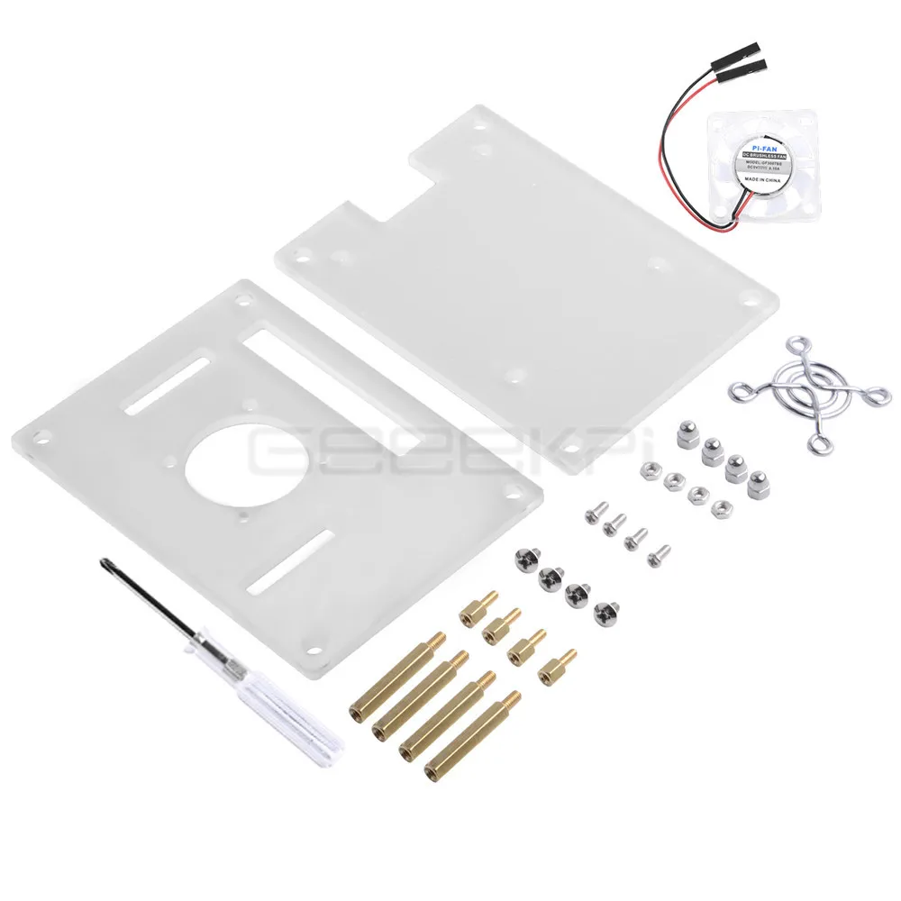 Прозрачный/темно коричневый акриловый чехол GeeekPi для Raspberry Pi 4 Model B с охлаждающим