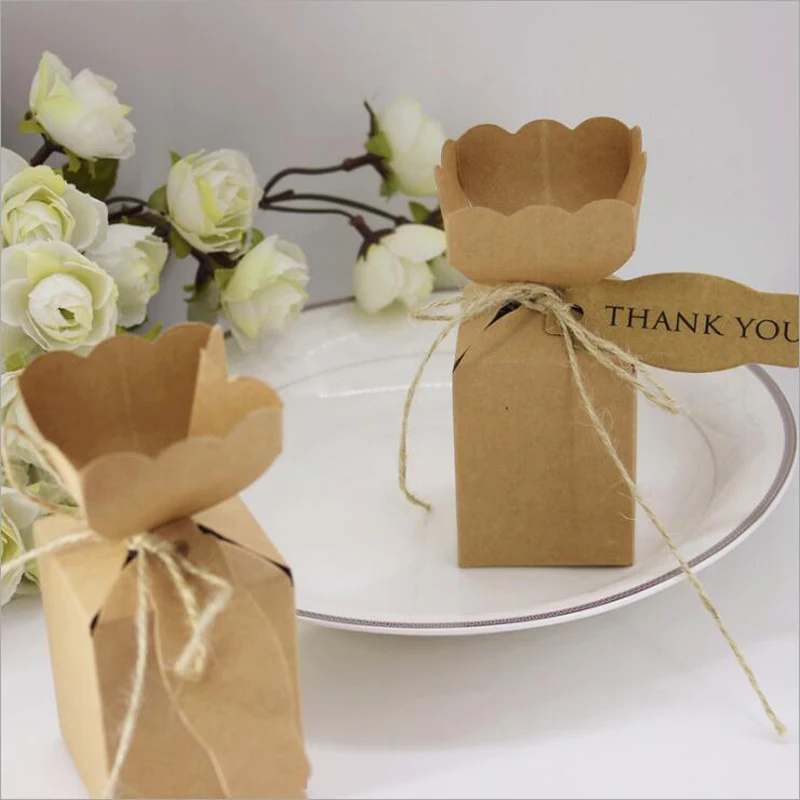 50 шт крафт бумага Подушка/квадратная коробка для конфет Свадебные сувениры в