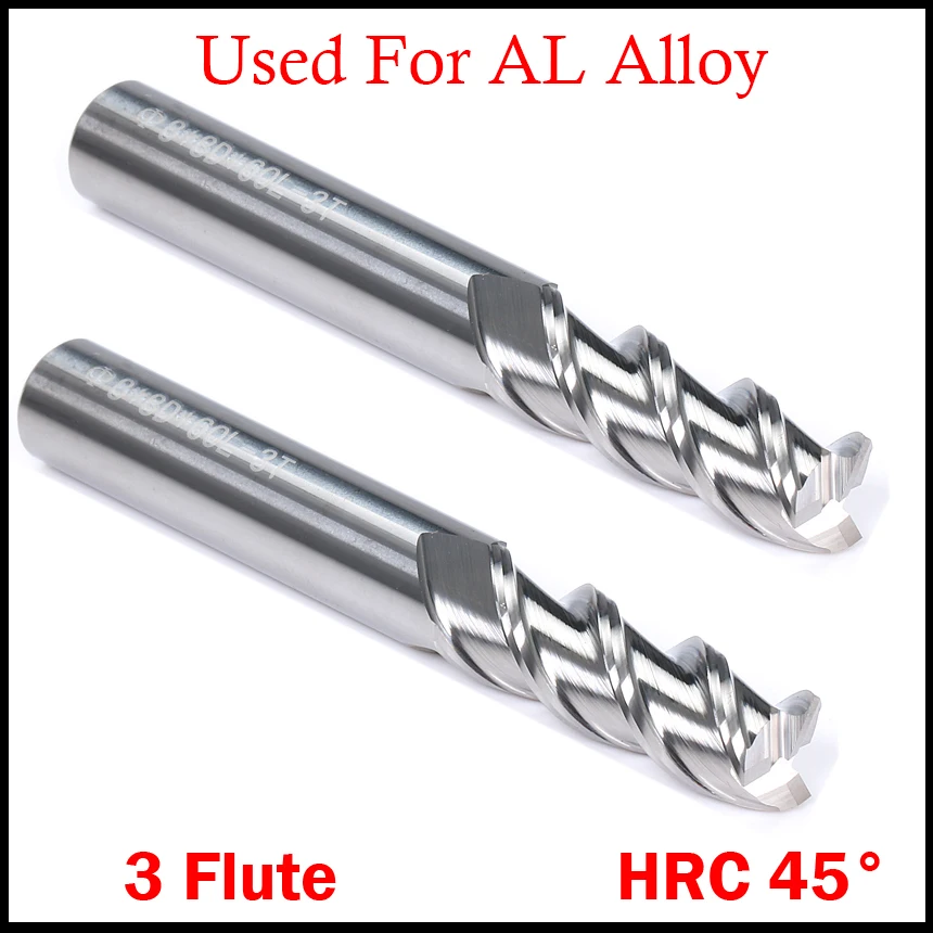 

1mm 1.5m 2mm 2.5mm 3 Flute Cuttiing HRC45 Tungsten Solid Carbide Micro Grain Flat End Mill CNC Tool Milling Cutter For AL Alloy