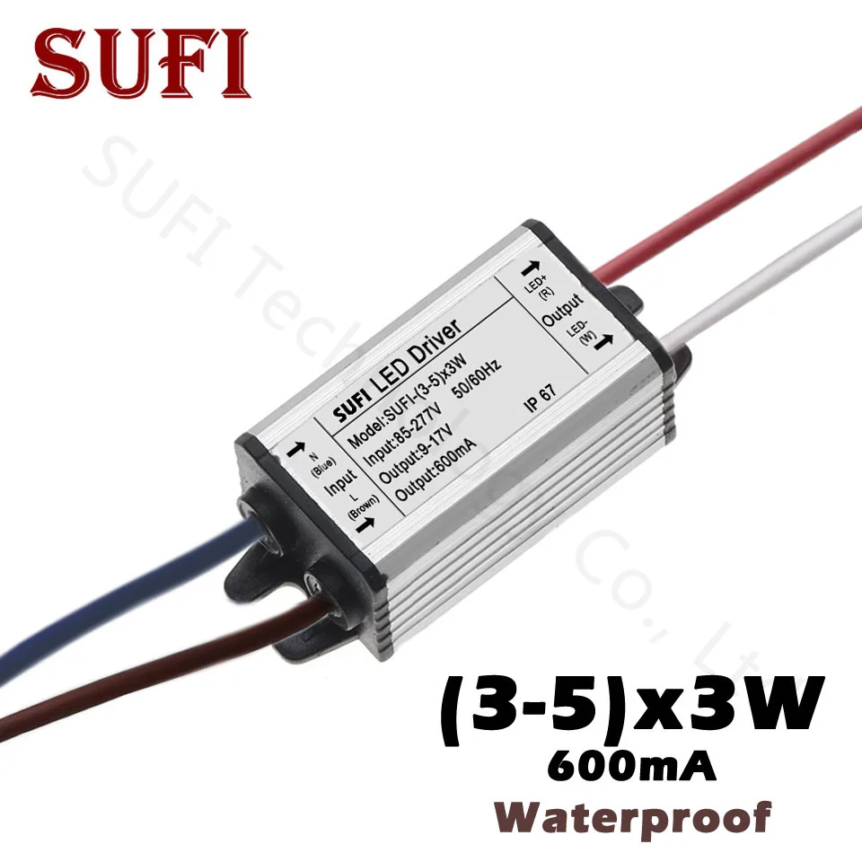 (3 5) x3W AC85 277 DC9 17V светодиодный драйвер водонепроницаемые трансформаторы питания