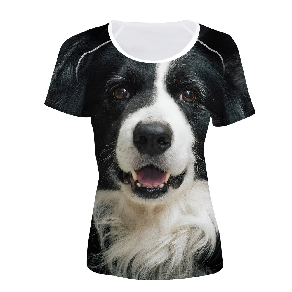 Футболка FORUDESIGNS Border Collie для женщин Повседневная Эластичная женская летняя