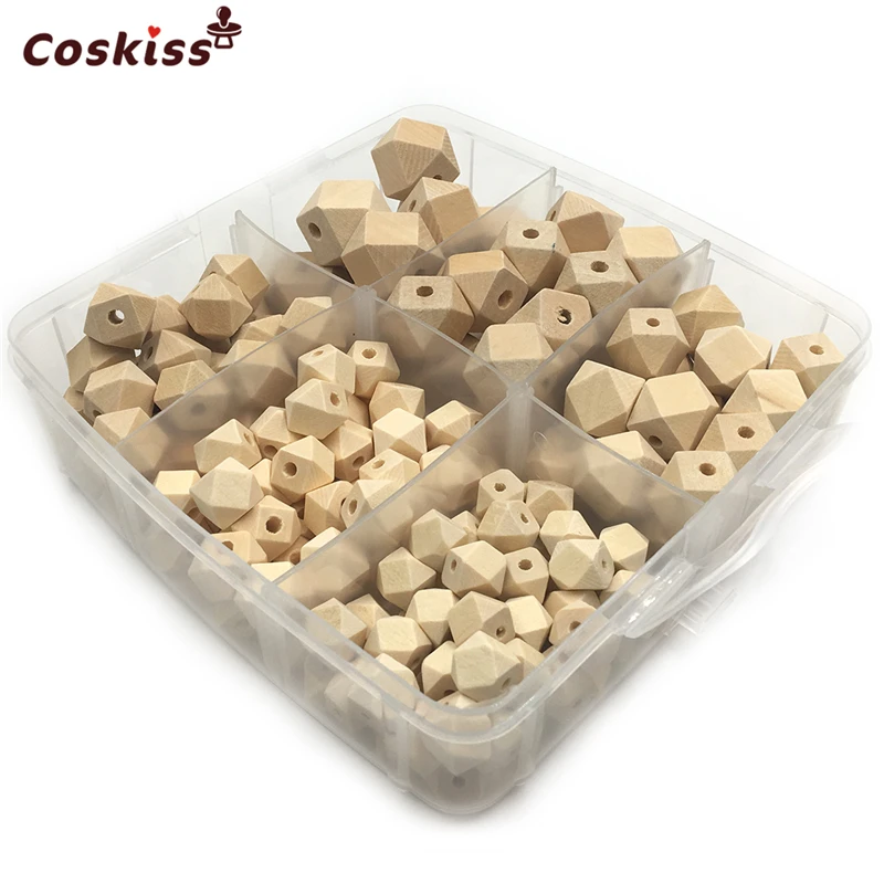 

DIY Nursing Jewelry Package Wooden Teething Blending Geometric Hexagon Wooden Teether Pacifier Clip Baby Teether Toys Set