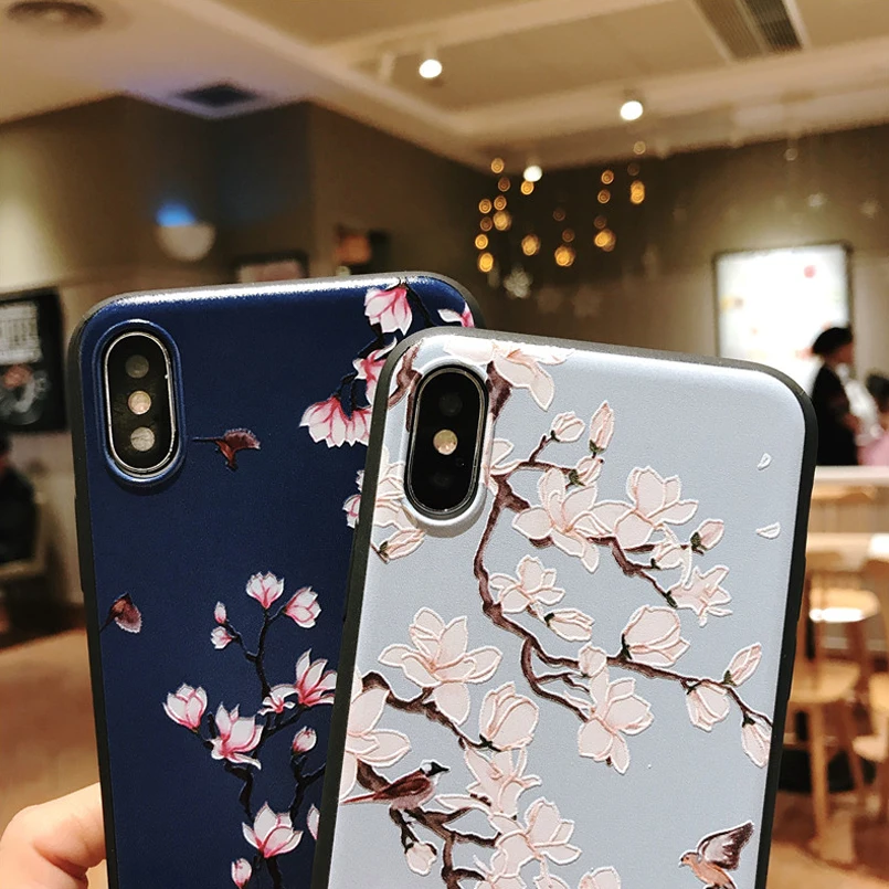Luxury Floral Phone Case For 7 6 6S 8 Plus Soft TPU Orchid Cover iPhone XS MAX XR 8Plus 7Plus Flower Coque Funda |