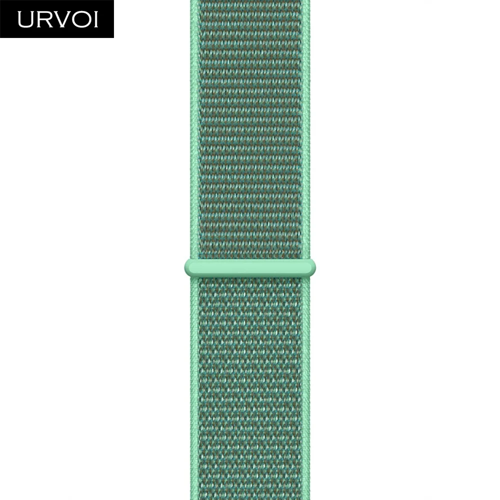 URVOI, Спортивная петля для apple watch, серия 4, 5, 3, 2, 1, ремешок для iwatch, двухслойный Воздухопроницаемый ремешок, тканый нейлоновый дракон, фрукты, 44 мм - Цвет ремешка: Spearmint