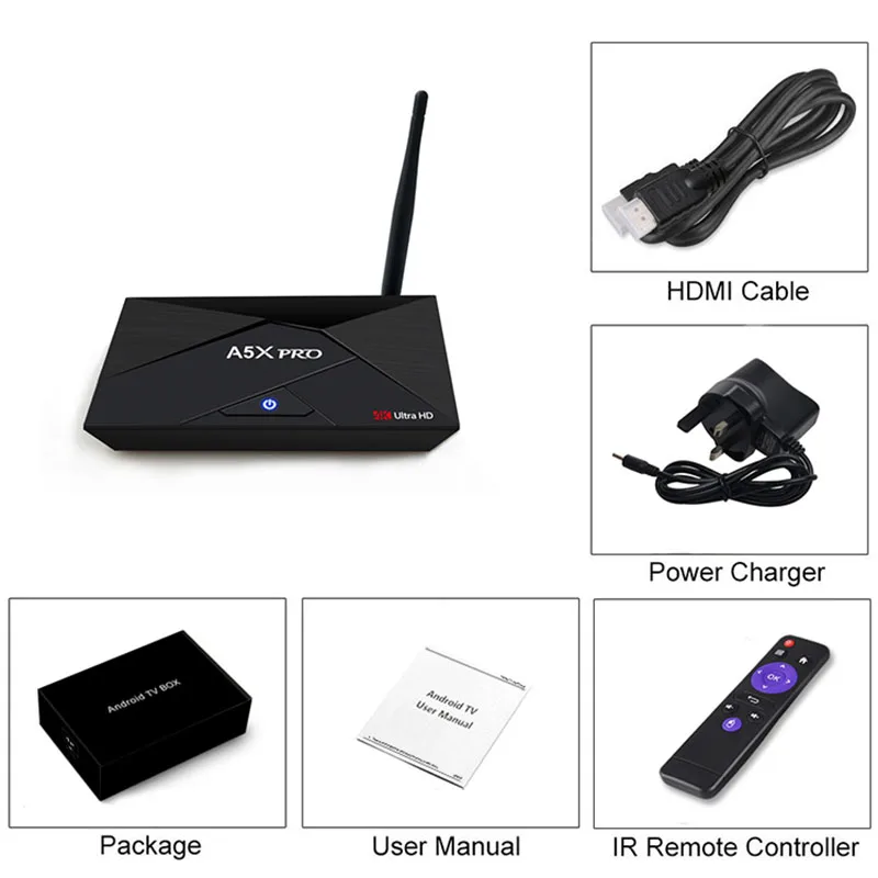 Двухдиапазонная Беспроводная ТВ-приставка HD WiFi Android 7 1 Интернет 2G + 16G Smart RK3328 4K