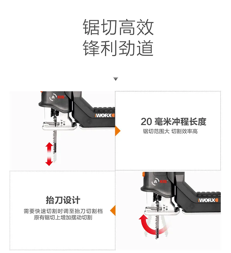 Кривая пила WX550 family worx электроинструменты деревообрабатывающая пила с литиевой проволокой маленькая многофункциональная бензопила