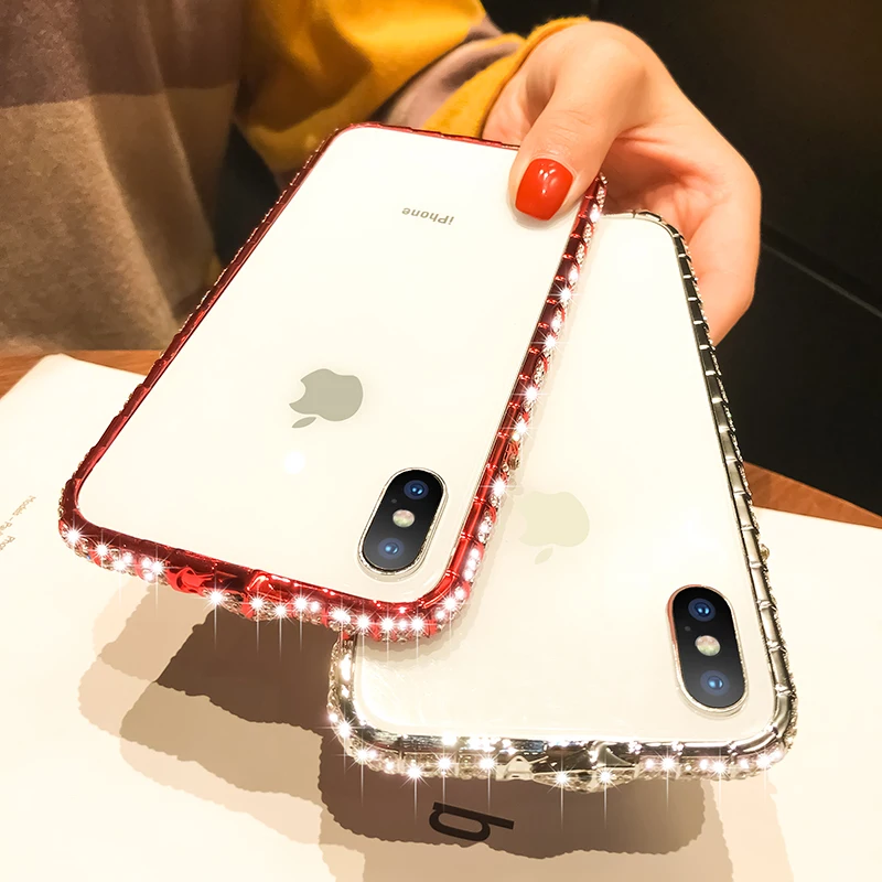 Luxury Bling Diamond Bumper Case For iPhone XS Max XR X 8 7 6 6S Plus Cases Fashion Glitter Rhinestone Inlay Metal Snake Frame