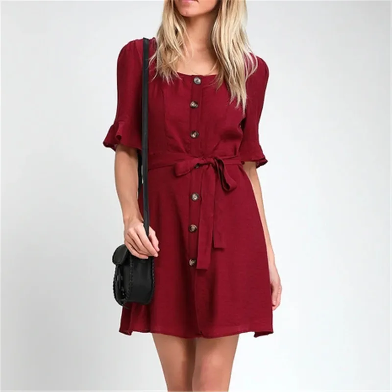 Женское летнее сексуальное шифоновое платье рубашка офисные Короткие вечерние