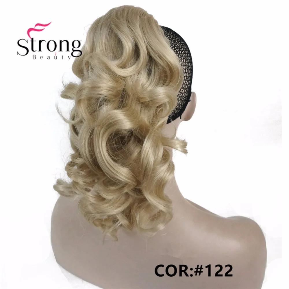 StrongBeauty, 12 дюймов, кудрявые синтетические накладные волосы на заколках в виде когтей, конский хвост, синтетические накладные волосы, 125 г, с зажимом для челюсти/когтей