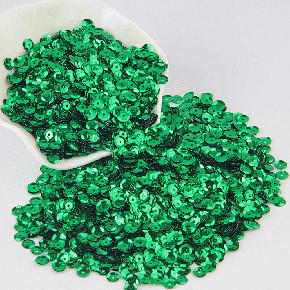 6mm cup green Разноцветные зеленые блестки 3 мм 30 мм плоские круглые ПВХ Свободные цветные блестки для рукоделия Блестки для шитья украшения DIY аксессуары - Цвет: 6mm cup green
