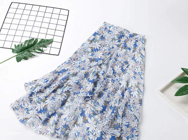 2018 Мода 1 шт. Для женщин Летняя юбка Один размер Винтаж Мини шифон Цветочный принт