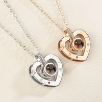 i love you projection pendant necklace rose gold romantic love memory wedding necklace