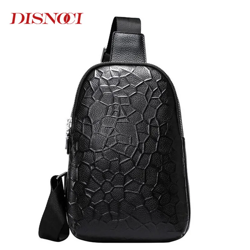 Мужская нагрудная сумка DISNOCI из натуральной кожи деловые повседневные Модные