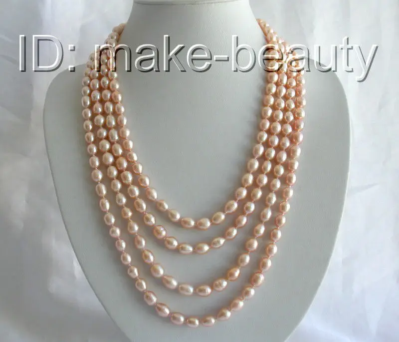 

Hot sale new Style >>>> stunning long 100" 10mm baroque pink freshwater cultured pearl necklace b108