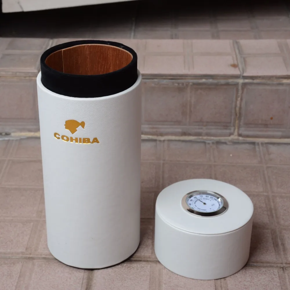 Чехол для сигар COHIBA белый кожаный портативный футляр дорожная мини-хьюмидор с