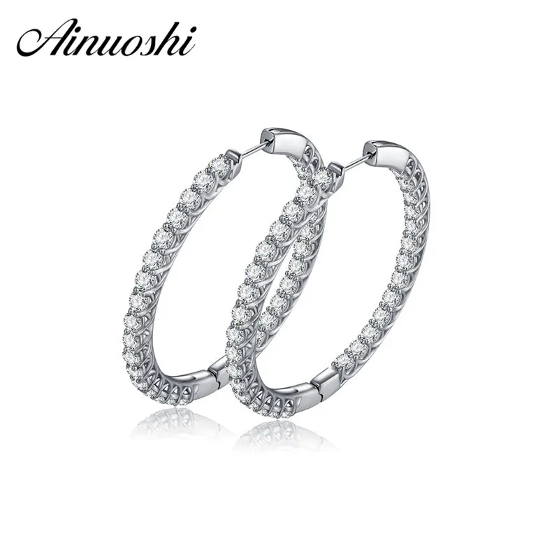 AINUOSHI, роскошные круглые серьги с большими кругами, 925 пробы, серебряные, женские серьги-кольца для помолвки, pendientes plata de ley 925 mujer