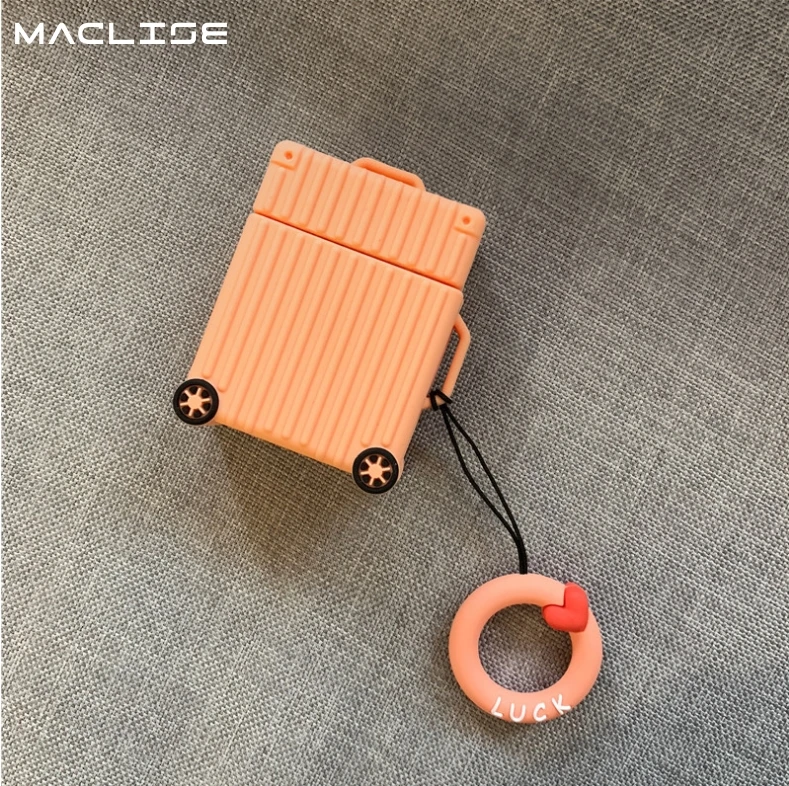 Orange Чехол для костюма, багажника, багажа, наушников, защитный чехол для apple airpods, чехол, милые Беспроводные наушники с Bluetooth, кольцо на палец, ремень - Цвет: Orange