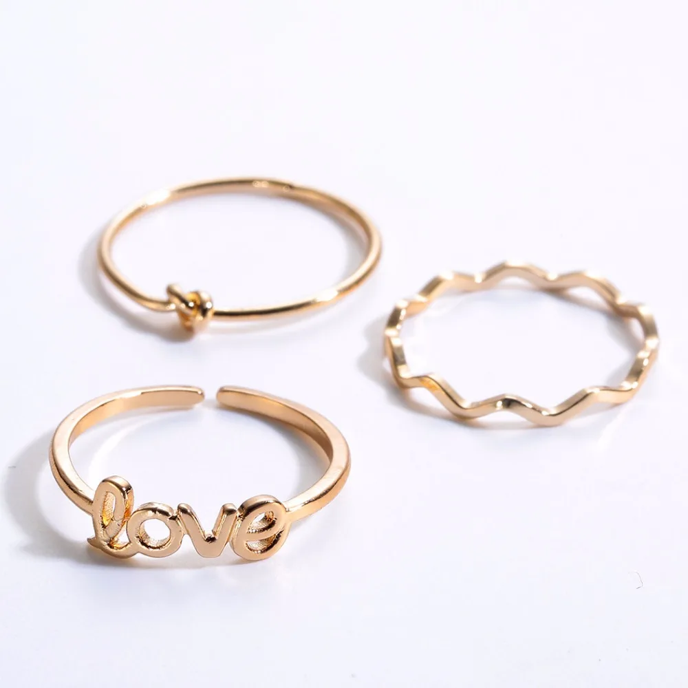 Комплект женских колец Chandler 3 шт./компл. с узелком волнистым узором|finger jewelry|ring setring