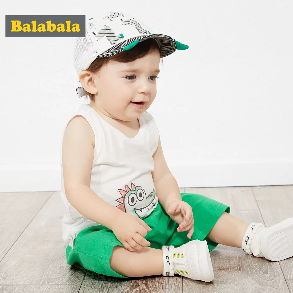 Balabala2019 новый летний повседневный комплект одежды для новорожденных мальчиков
