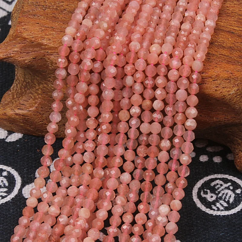 

2mm 3mm Natural Orange Moonstone Gemstone Round Faceted Loose Beads DIY Accessories for Earring Necklace Bracelet Jewelry Making