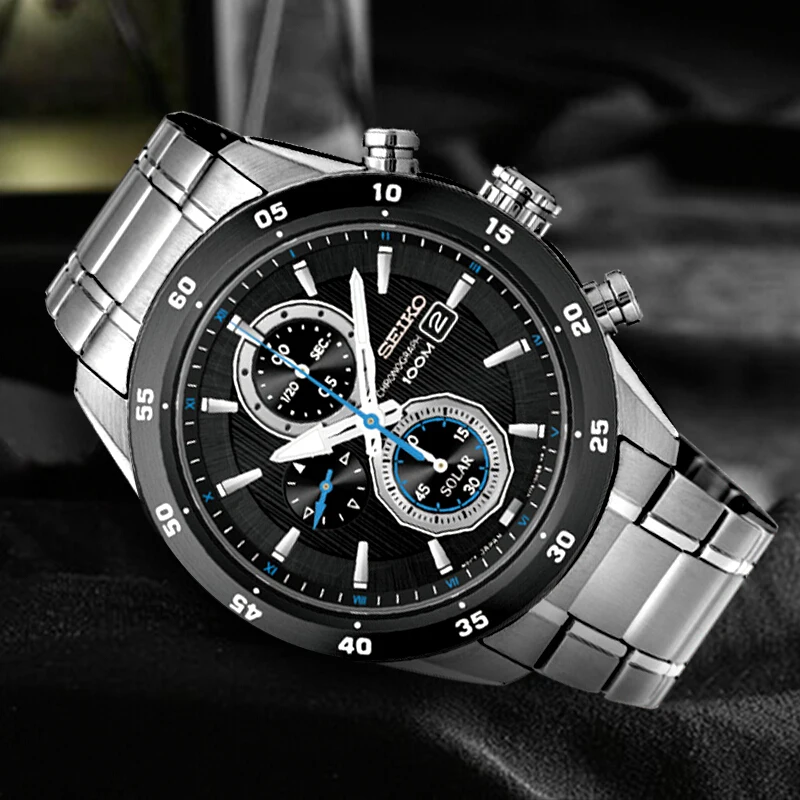 Оригинальные SEIKO солнечные часы модные трендовые деловые кварцевые мужские часы SSC531J1