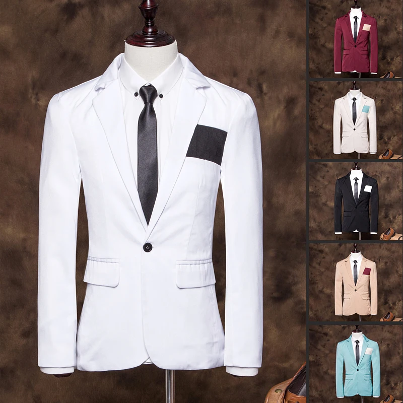 Свободного покроя 2016 марка одежды пиджак мужчины одна кнопка мужчин уменьшают