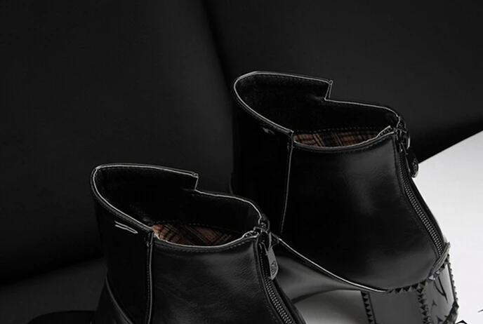 Ботильоны женские из лакированной кожи высокий толстый каблук заостренный носок