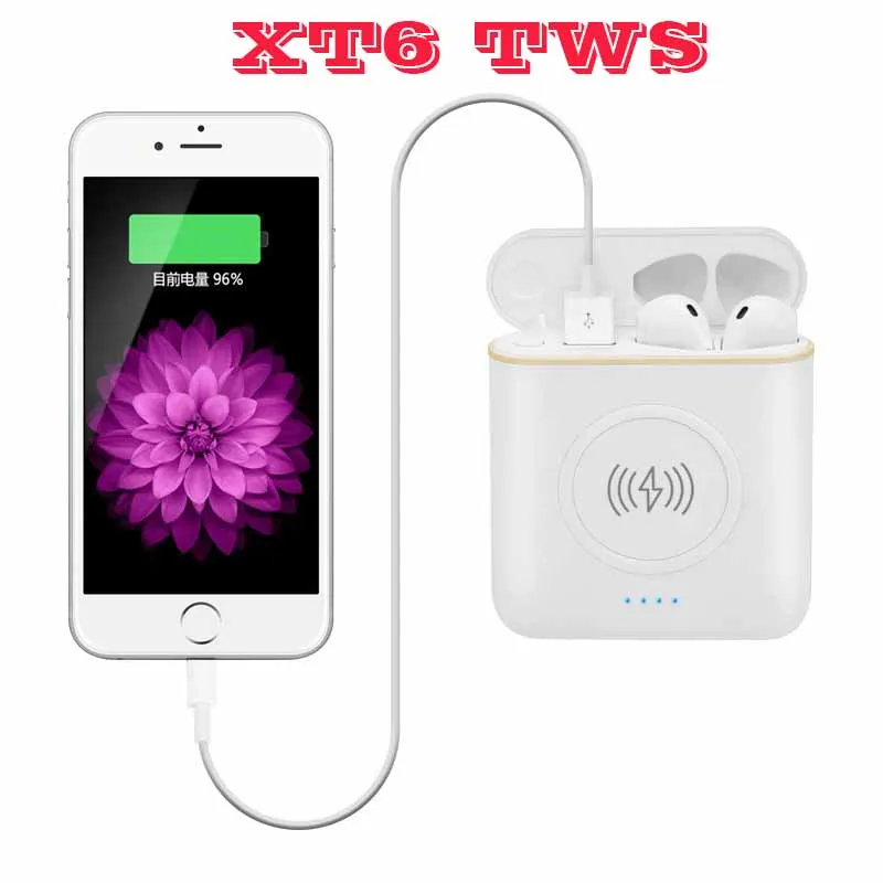 2019 Новый XT6 TWS Bluetooth беспроводной 5 0 супер бас наушники с Беспроводной Зарядная