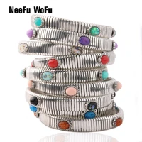 neefuwofu spring chain bracelet copper natural stone bracelets bohemia de madera pulseira estrela de cinco elastic perles