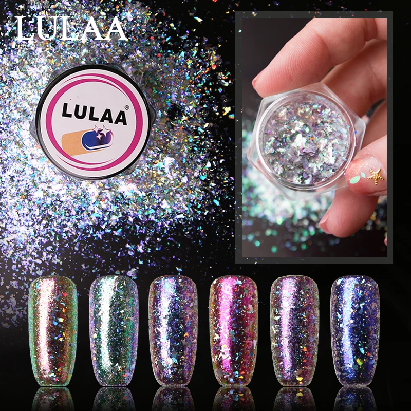 LULAA новая 1 бутылка неравномерного лазерного маникюра пудра с эффектом блеска